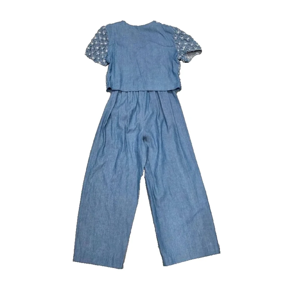 Vintage Jeffrey and Dara Evening Wide Leg 1 Piece Jumpsuit Denim Blue 10 A006204